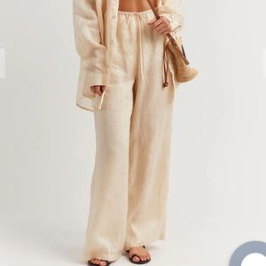 DISSH Empire Linen Wide Leg Pants (Bright White)